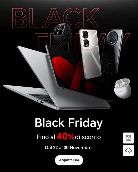 Black Friday HONOR: fino al 40% di sconto, super offerta su HONOR 90