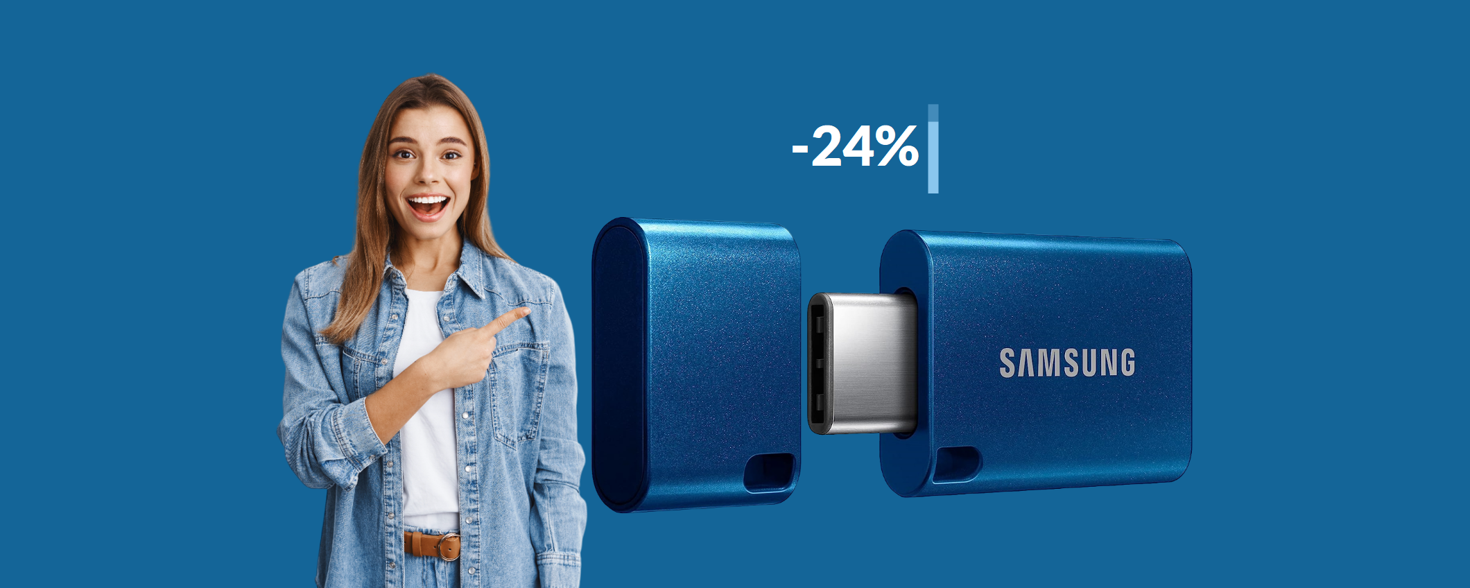 Chiavetta USB C Samsung 128GB, anche per smartphone (26€)