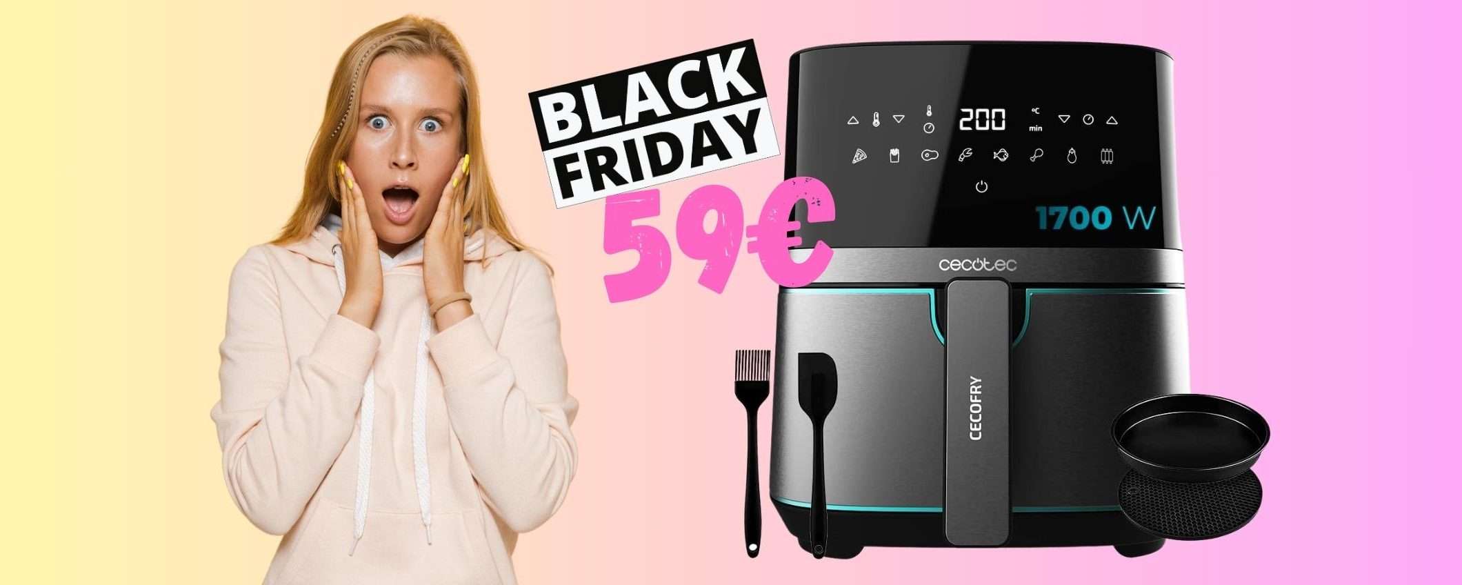 Friggitrice ad aria con accessori e 8 programmi a 59€, da URLO Friggitrice ad aria con accessori e 8 programmi a 59€, da URLO