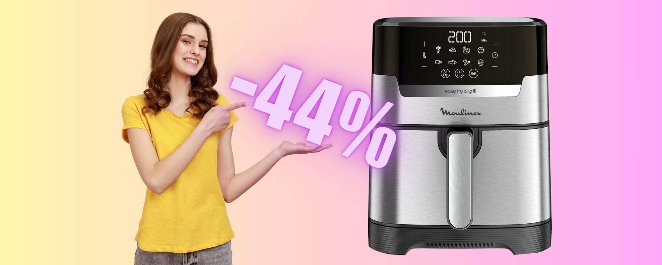 Friggitrice ad aria Moulinex per 6 persone e 8 programmi (-44%) Friggitrice ad aria Moulinex per 6 persone e 8 programmi (-44%)