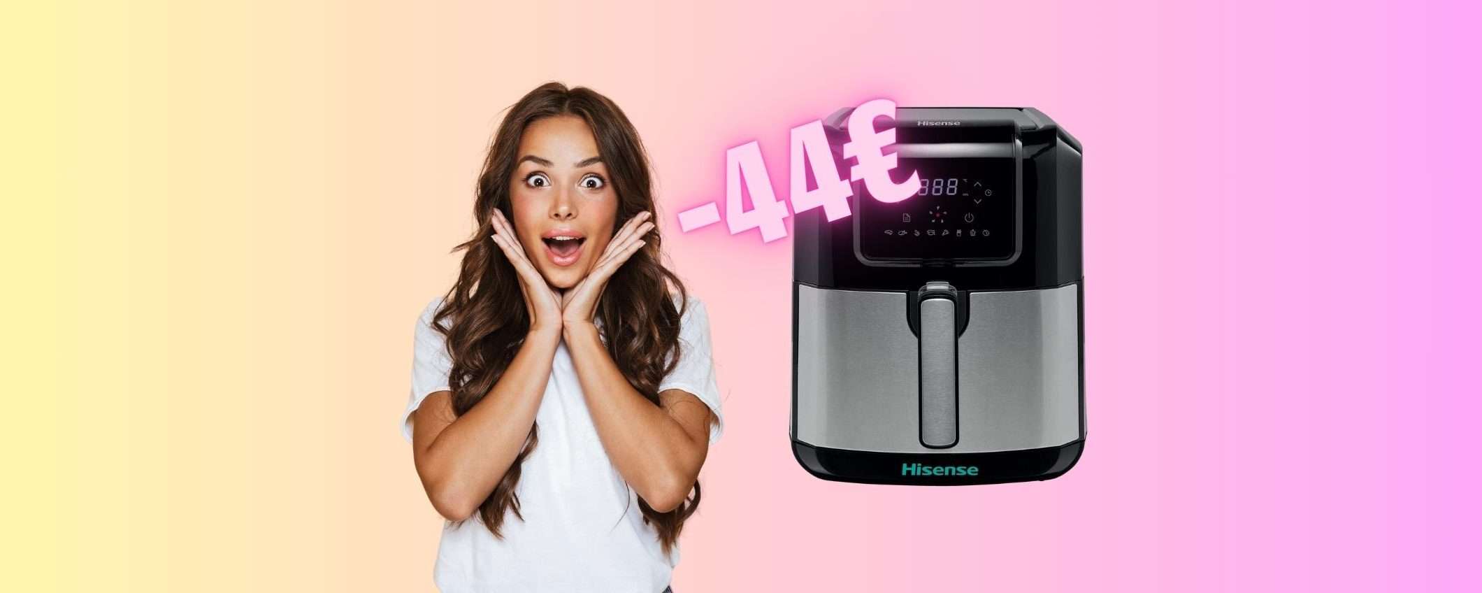 Hisense: friggitrice ad aria da 5L, display LED e 8 programmi (-44€) Hisense: friggitrice ad aria da 5L, display LED e 8 programmi (-44€)