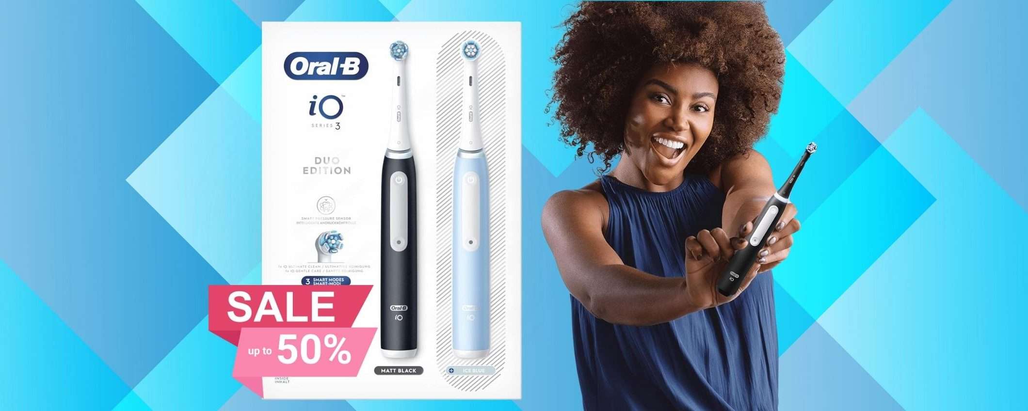 Oral-B iO serie 3: 2 spazzolini elettrici con custodia SCONTATI al 50%