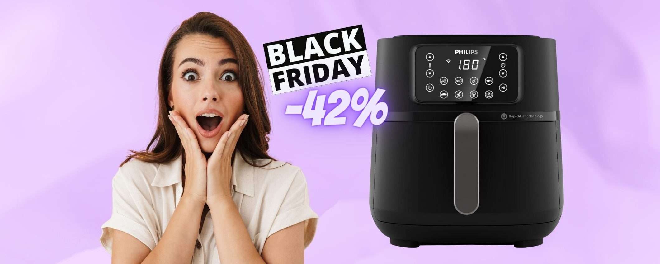 Philips Series 5000: friggitrice ad aria Premium in SCONTO del 42% Philips Series 5000: friggitrice ad aria Premium in SCONTO del 42%