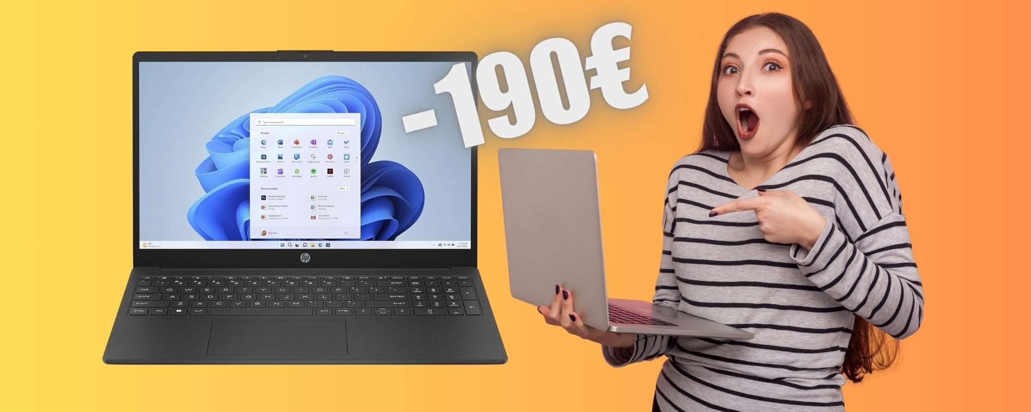 Portatile HP con CPU Ryzen 3, 8GB/256GB e Windows 11 (-33%) Portatile HP con CPU Ryzen 3, 8GB/256GB e Windows 11 (-33%)