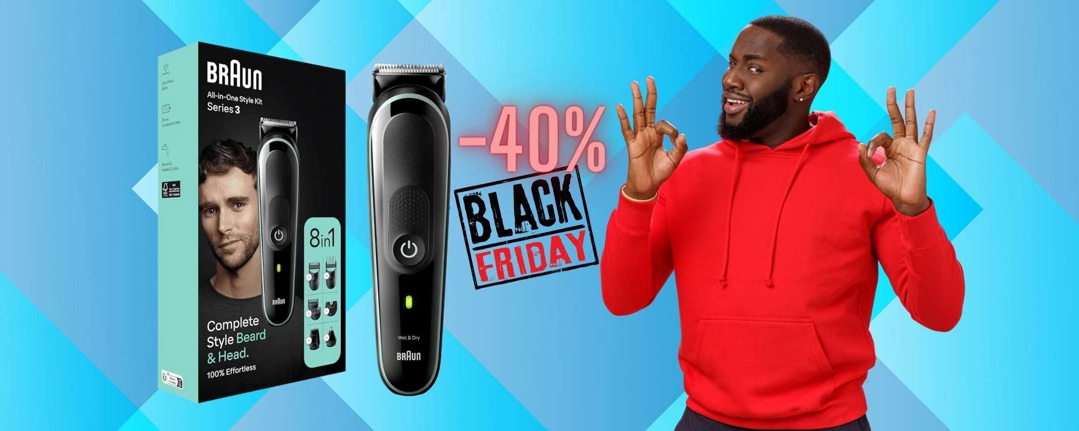 Rasoio elettrico Braun: barba e capelli senza limiti, solo 29€ Rasoio elettrico Braun: barba e capelli senza limiti, solo 29€