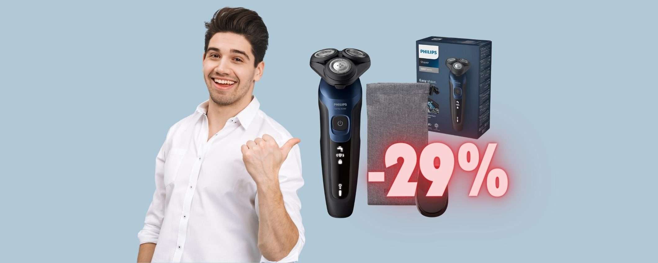 Rasoio elettrico Philips serie 5000 in OFFERTA al 29% su Amazon Rasoio elettrico Philips serie 5000 in OFFERTA al 29% su Amazon