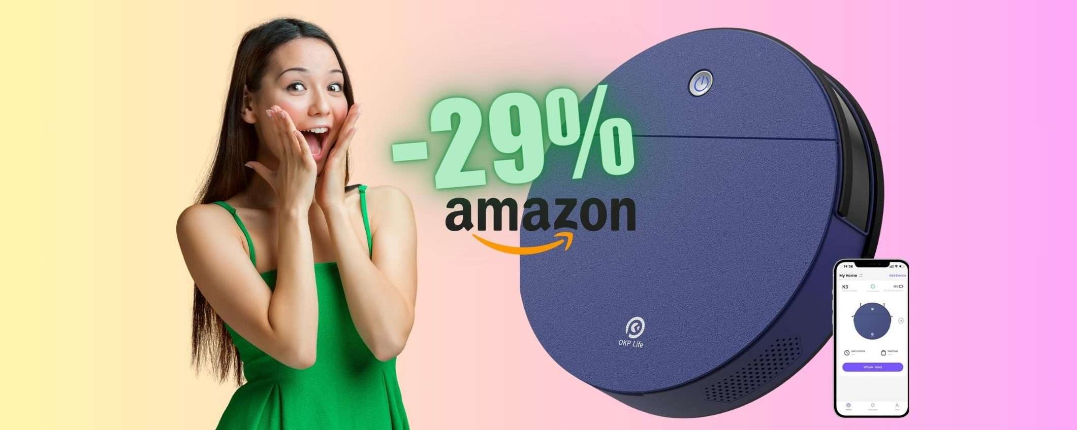 Robot aspirapolvere programmabile con 5 modalità a 109€ su Amazon Robot aspirapolvere programmabile con 5 modalità a 109€ su Amazon