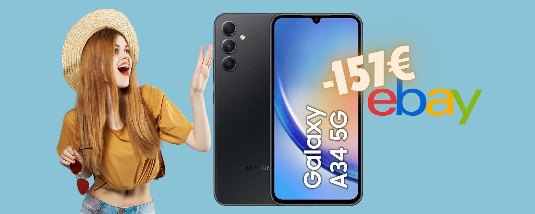 Samsung Galaxy A34 in SCONTO di oltre 157€ con il codice eBay Samsung Galaxy A34 in SCONTO di oltre 157€ con il codice eBay
