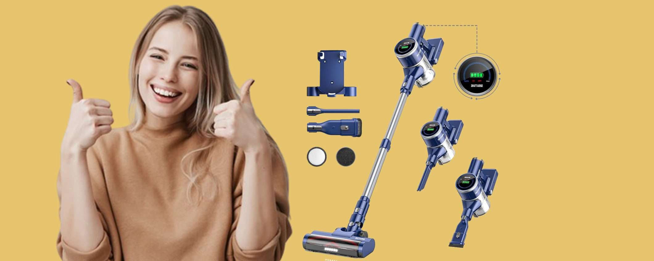 Scopa elettrica senza fili a batteria Smart: sconto coupon SUPER! Scopa elettrica senza fili a batteria Smart: sconto coupon SUPER!