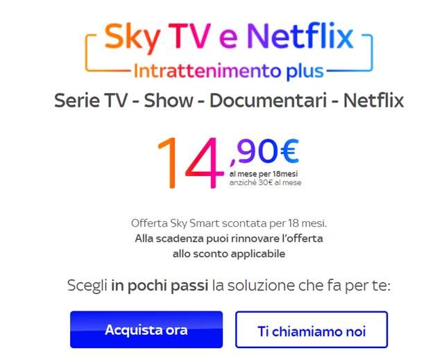 sky tv e netflix 14-90 euro