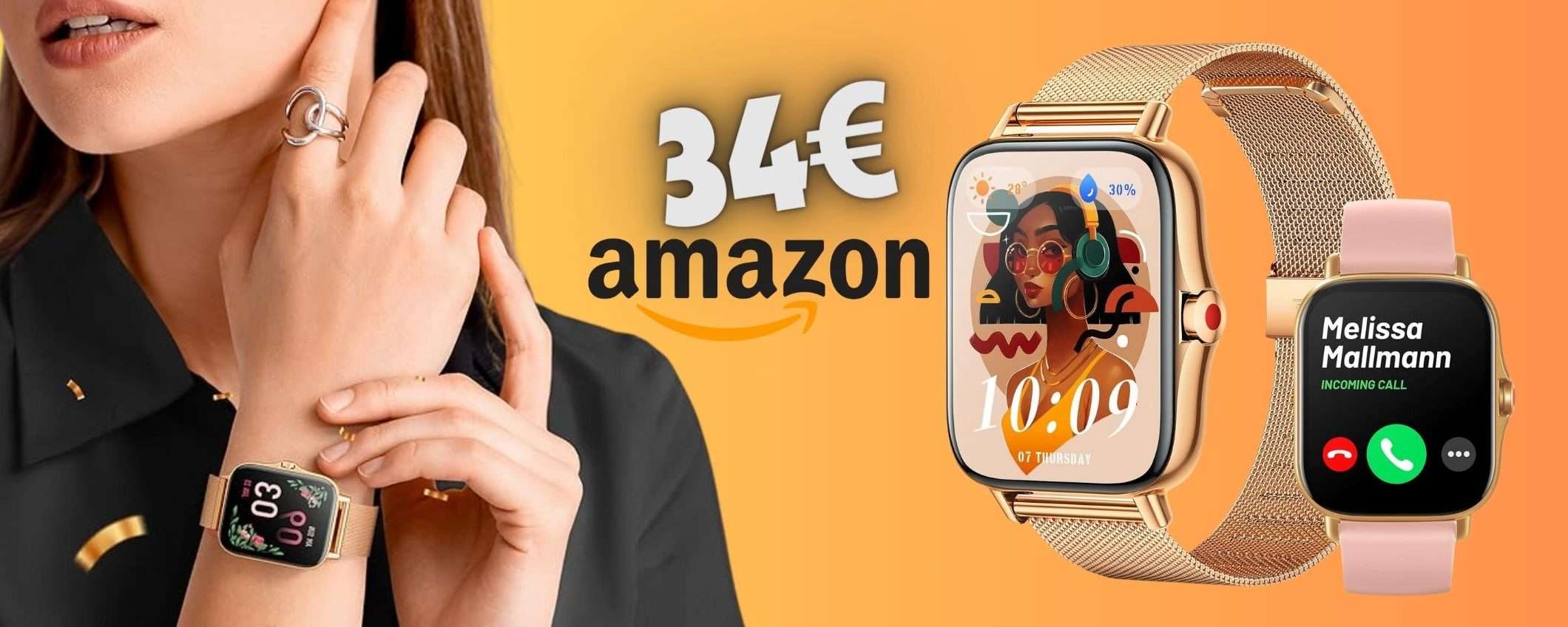Smartwatch con chiamate Bluetooth in DOPPIO SCONTO (34€) Smartwatch con chiamate Bluetooth in DOPPIO SCONTO (34€)