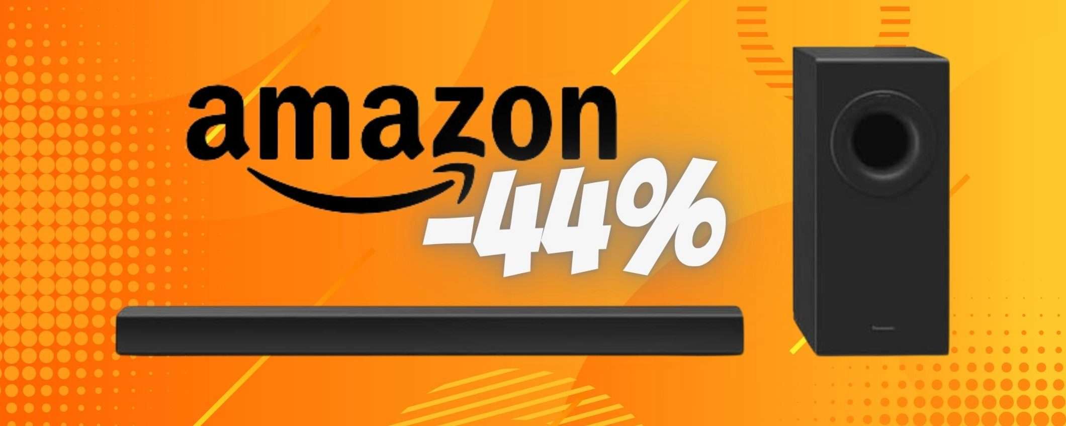 Soundbar Panasonic da 320W con Subwoofer wireless al 44% Soundbar Panasonic da 320W con Subwoofer wireless al 44%