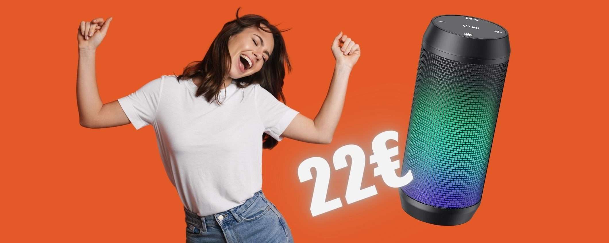 Speaker Bluetooth portatile a SOLI 22€ con il DOPPIO SCONTO Speaker Bluetooth portatile a SOLI 22€ con il DOPPIO SCONTO