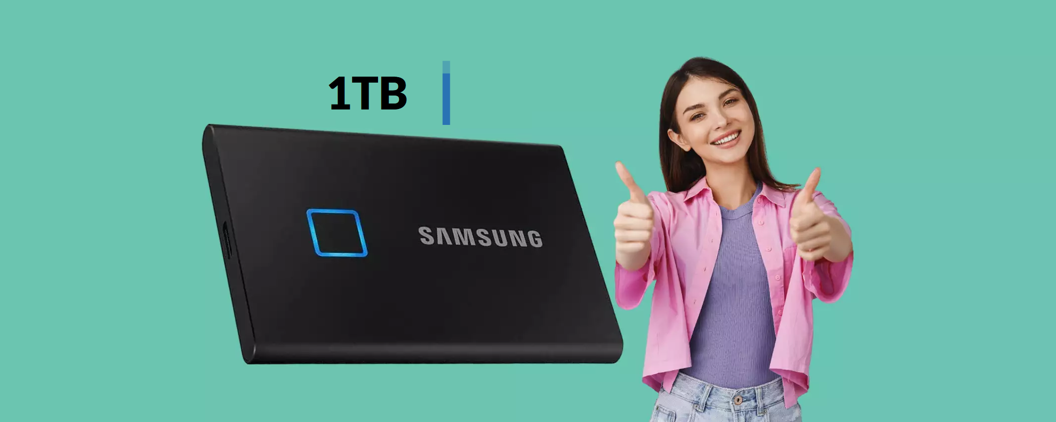SSD esterno 1TB Samsung con fingerprint: prezzo sotto i 150€