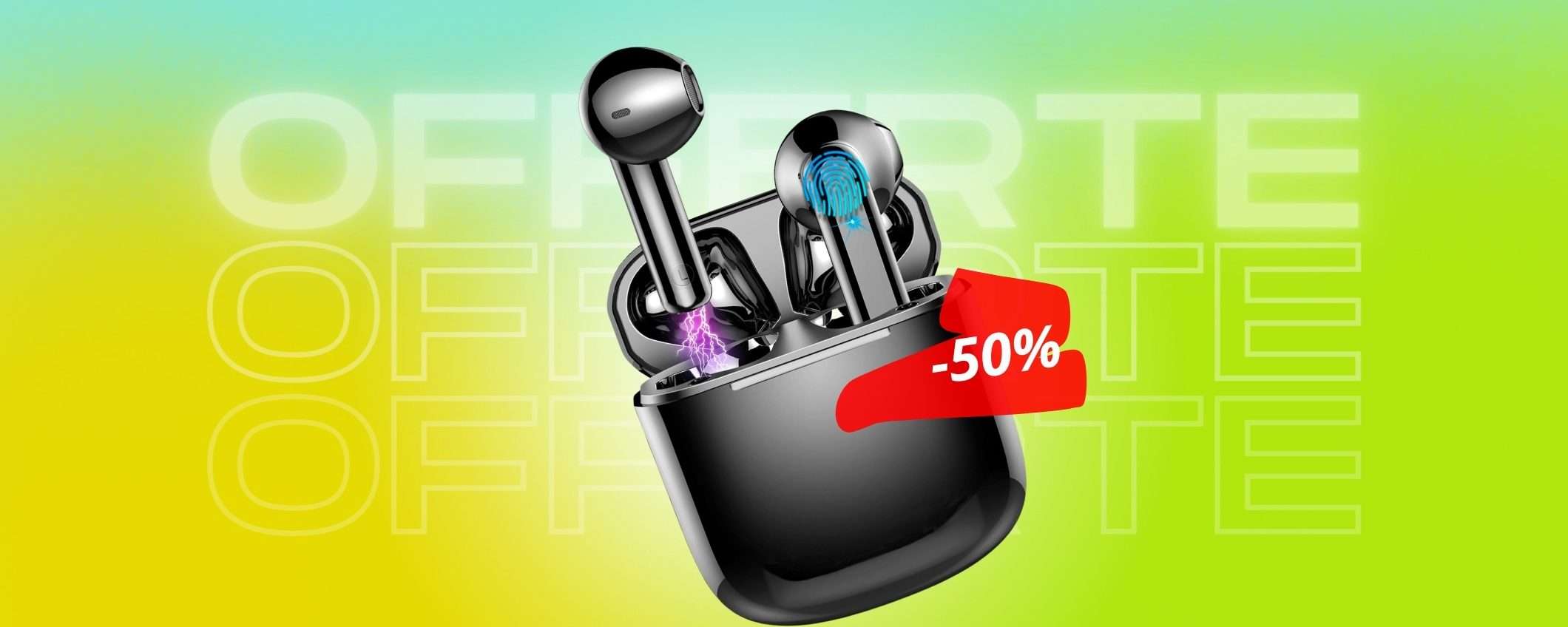 Auricolari Bluetooth 5.3 con microfoni HD e controlli touch, 50% ora Auricolari Bluetooth 5.3 con microfoni HD e controlli touch, 50% ora