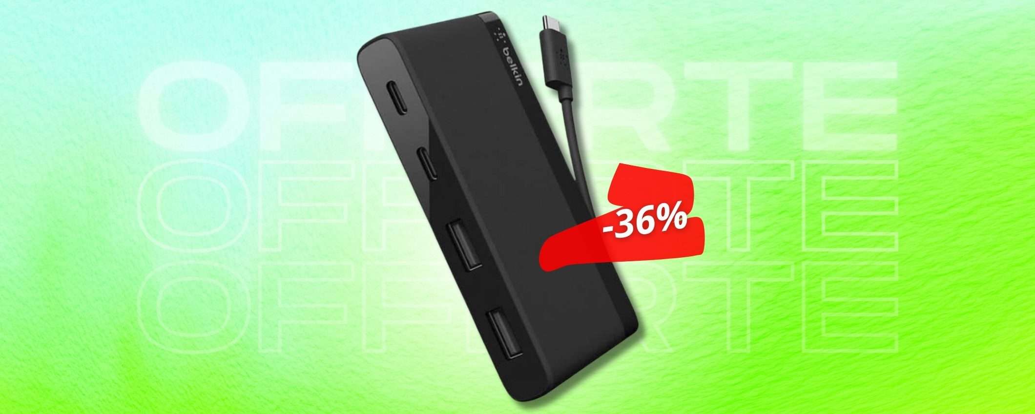 Piccolo HUB 4in1 da portare con te: velocità e comodità con sconto 36% Piccolo HUB 4in1 da portare con te: velocità e comodità con sconto 36%