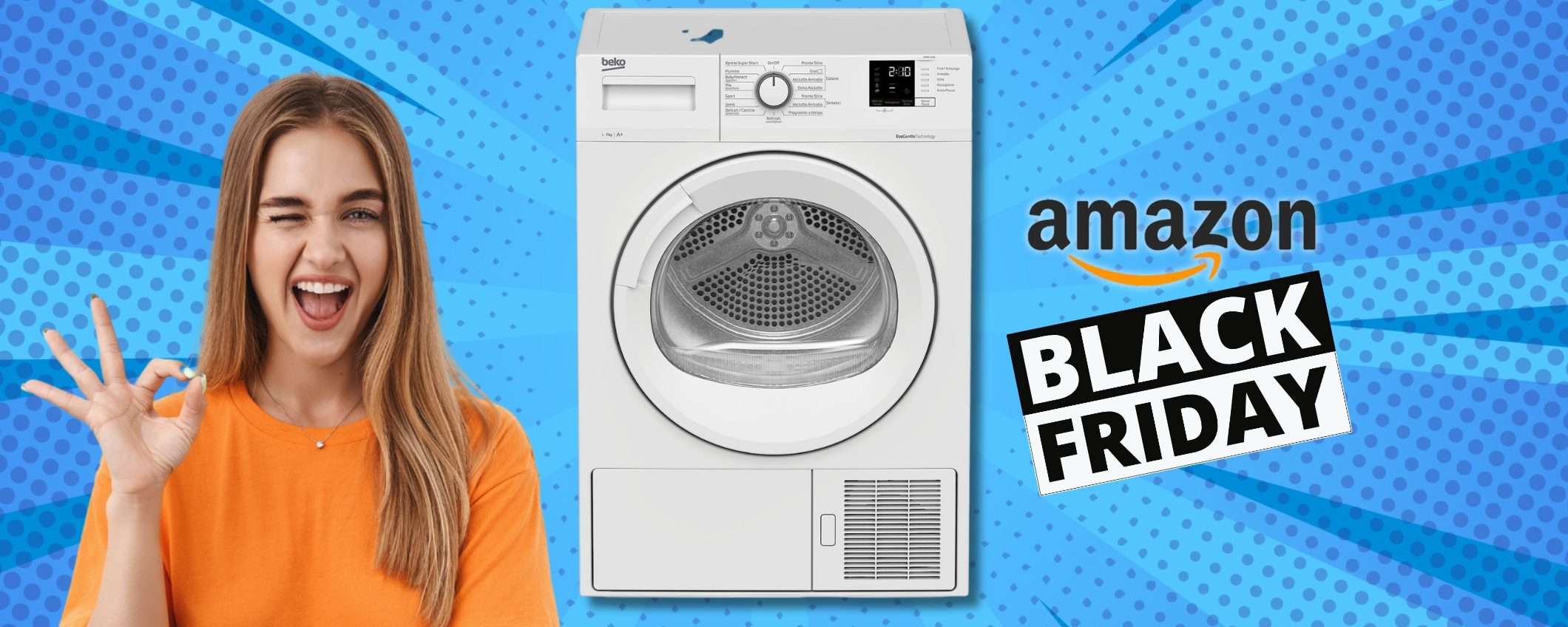 BEKO Asciugatrice Slim 7kg con sconto da 300€, PAZZIA Black Friday