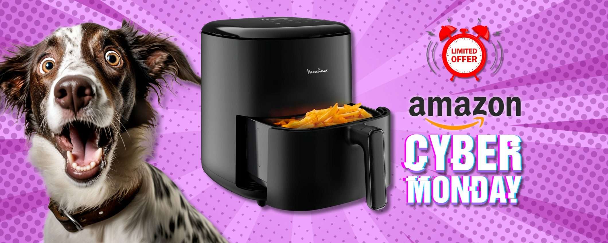 Friggitrice ad aria 5 litri Moulinex, sconto FOLLE con il Cyber Monday Friggitrice ad aria 5 litri Moulinex, sconto FOLLE con il Cyber Monday