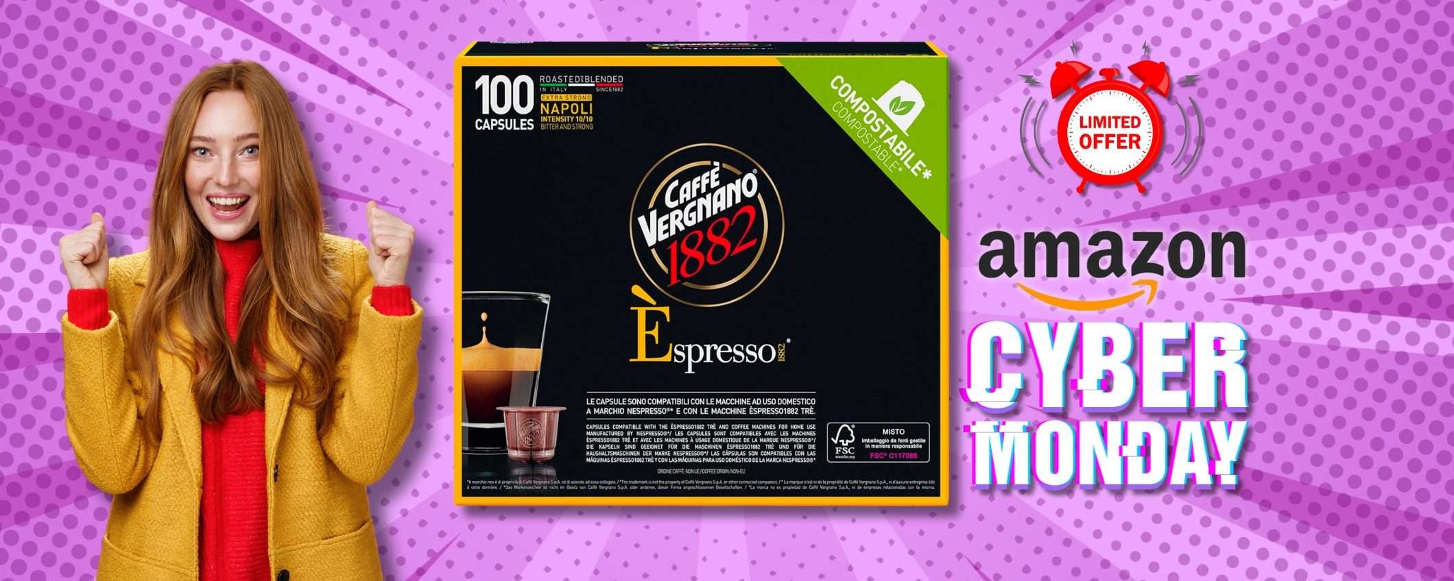 AMAZON l'ha fatto: 100 capsule Caffè Vergnano Nespresso a prezzo PAZZO AMAZON l'ha fatto: 100 capsule Caffè Vergnano Nespresso a prezzo PAZZO