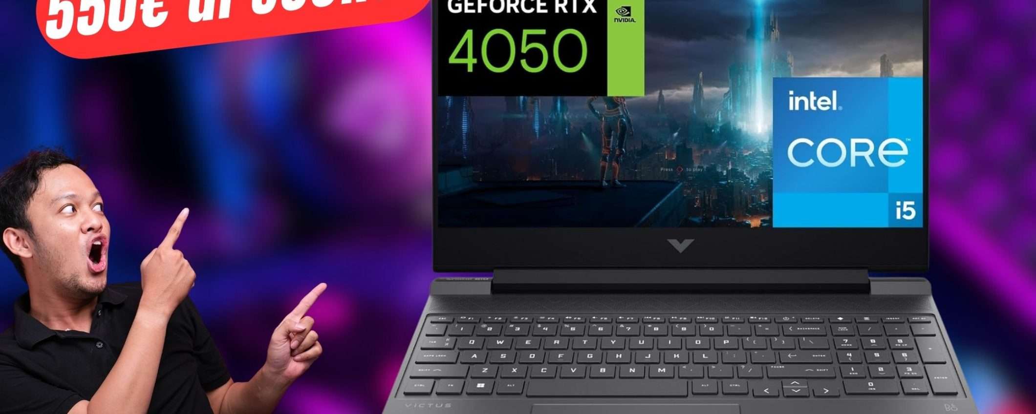 Questo Portatile da Gaming con i5 ed RTX 4050 è scontato di 550€! Questo Portatile da Gaming con i5 ed RTX 4050 è scontato di 550€!