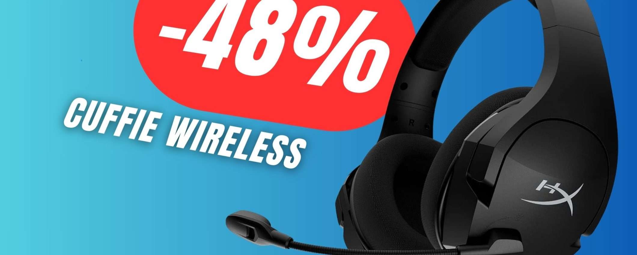 Queste cuffie di Hyperx sono Wireless e in sconto del 48%!