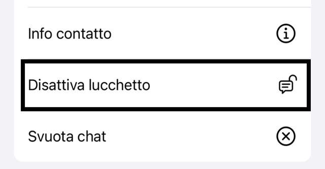 Come disattivare il lucchetto di una chat