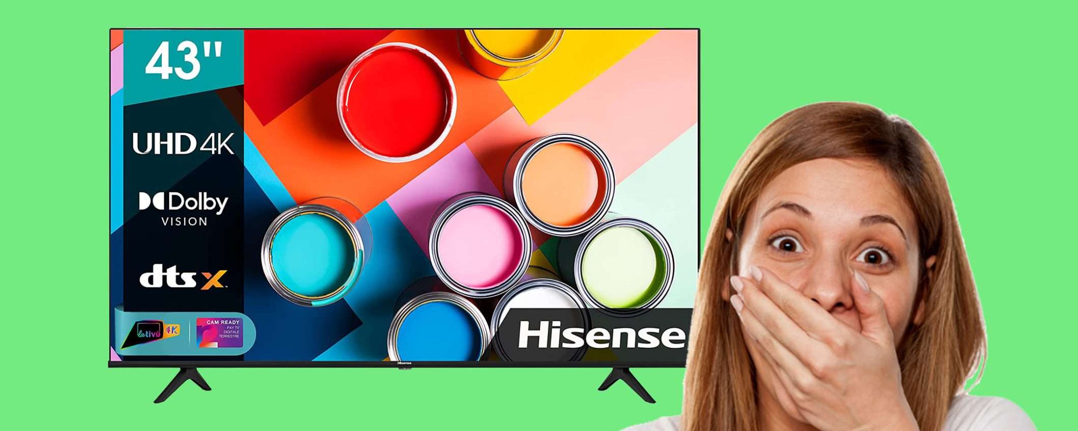 Smart TV Hisense da 43 pollici UHD 4K in offerta TOP su Amazon Smart TV Hisense da 43 pollici UHD 4K in offerta TOP su Amazon