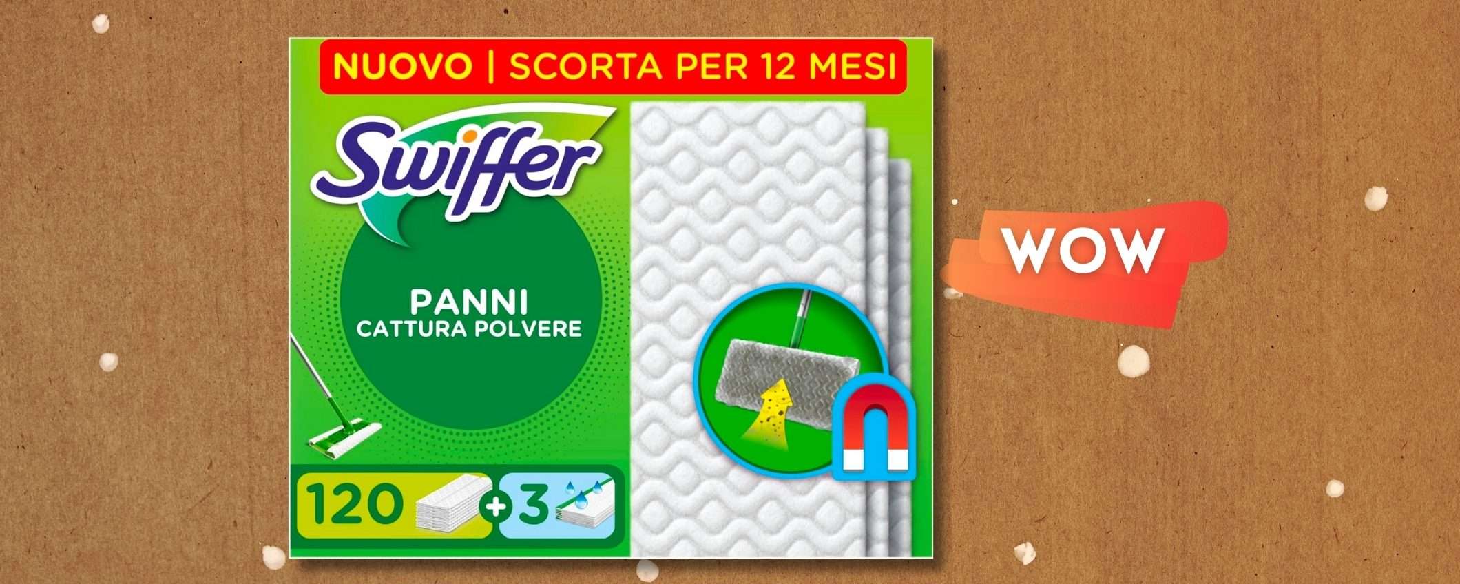 Scorta ANNUALE: 120 panni Swiffer per catturare polvere con 1 passata Scorta ANNUALE: 120 panni Swiffer per catturare polvere con 1 passata