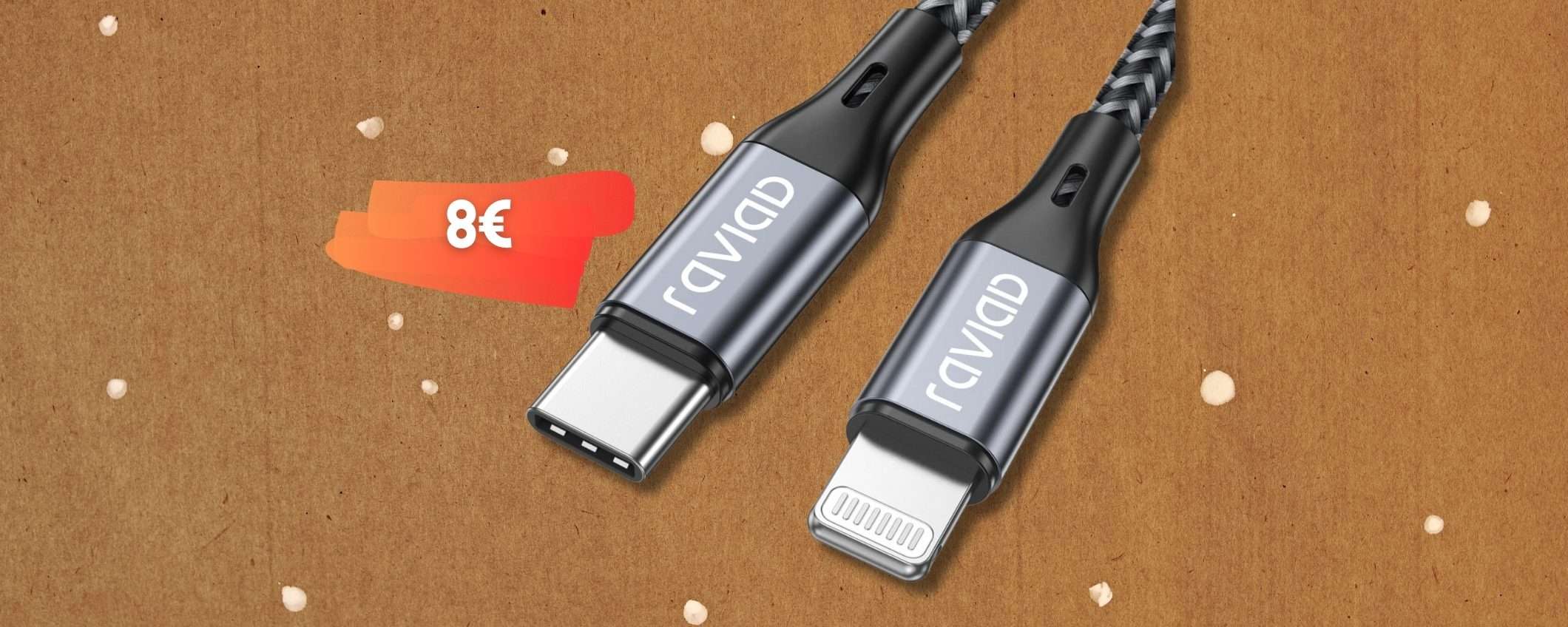 Cavo USB C Lightning per ricarica rapida su iPhone, 2m a soli 8€ (MFi) Cavo USB C Lightning per ricarica rapida su iPhone, 2m a soli 8€ (MFi)