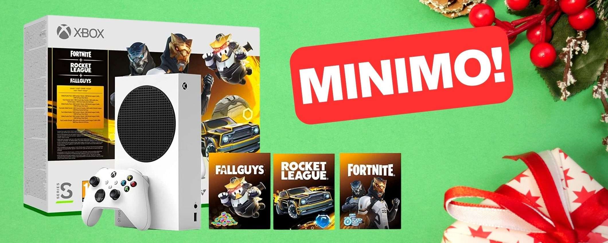 Xbox Series S Holiday Bundle (Fortnite + Rocket League + Fallguys) a soli 249€ su eBay