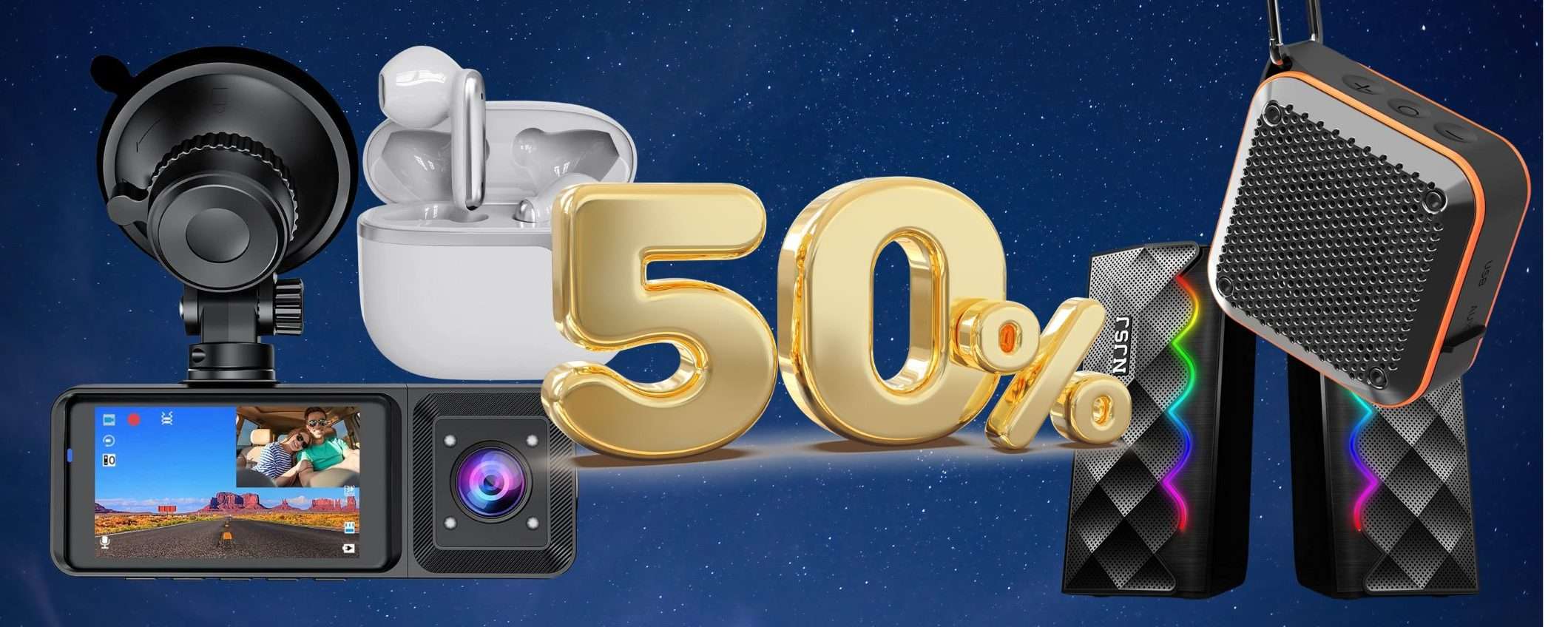 Amazon SOLO sconti 50%: tecnologia da 8€ a 40€, coupon SHOCK di fine anno