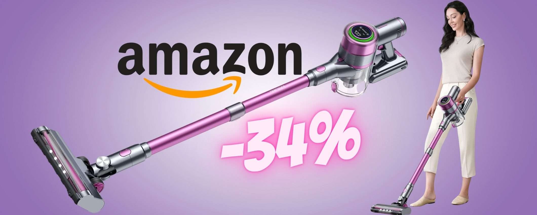Aspirapolvere senza fili da 25Kpa e 50 minuti di autonomia al 34% Aspirapolvere senza fili da 25Kpa e 50 minuti di autonomia al 34%