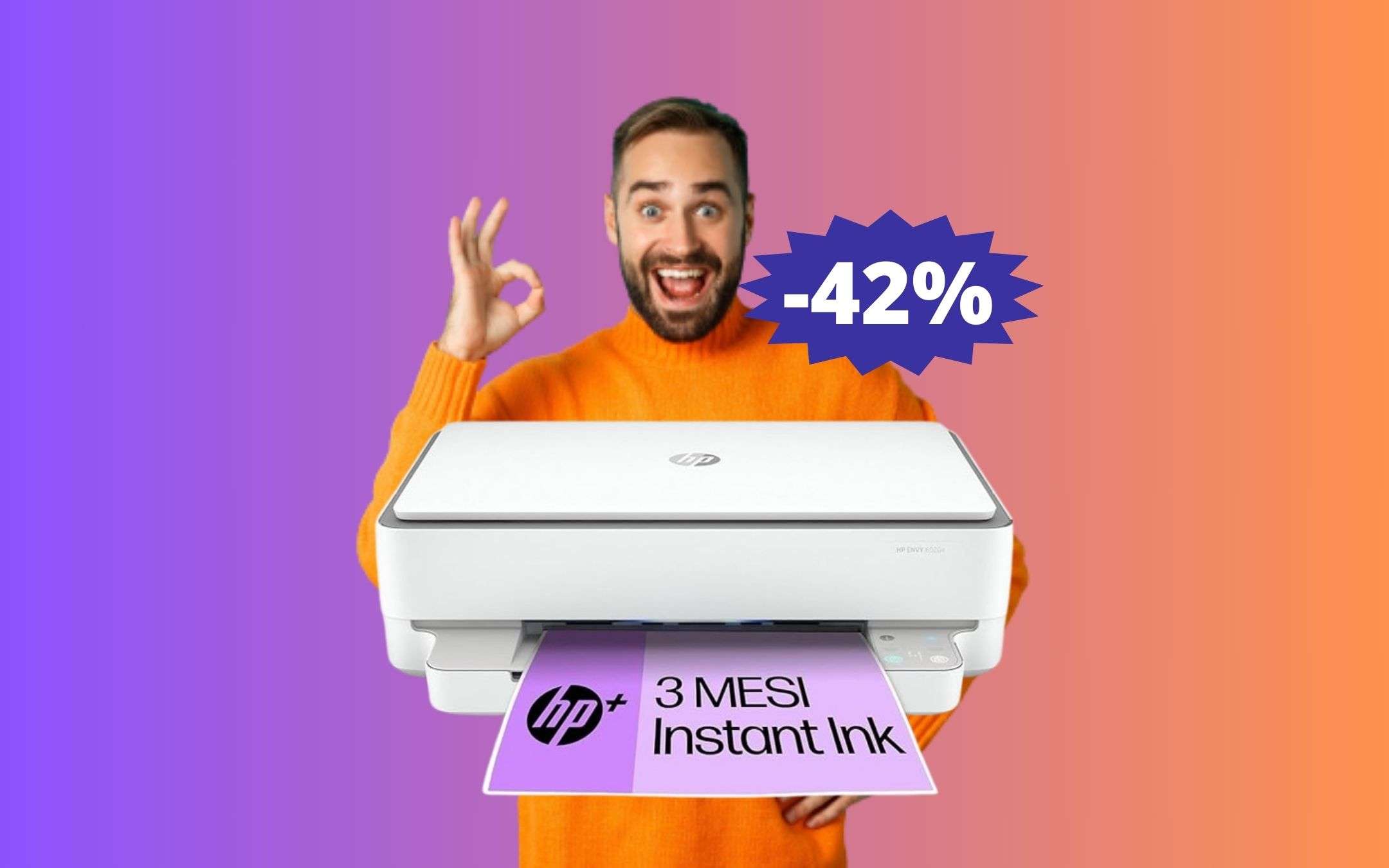 Stampante HP Envy 6020e: sconto ECCEZIONALE del 42%