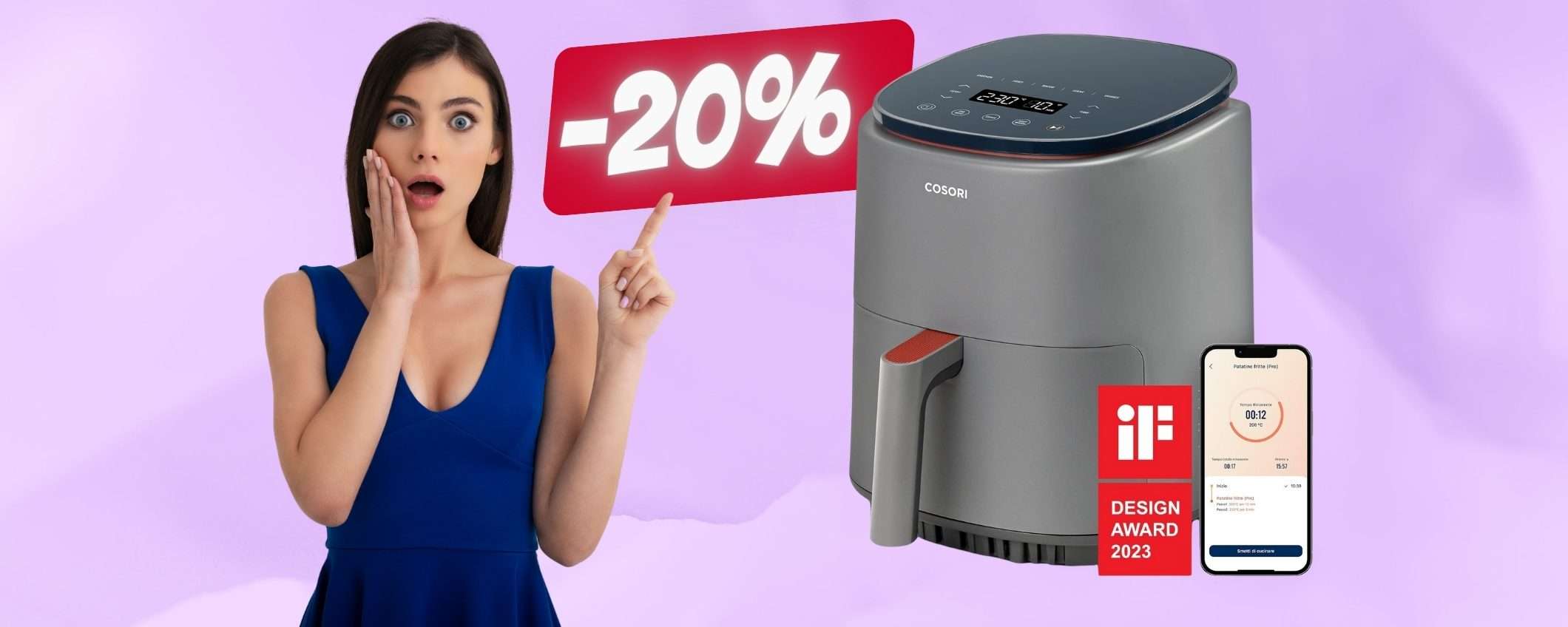 COSORI: friggitrice ad aria smart da 3,8L in OFFERTA al 20% COSORI: friggitrice ad aria smart da 3,8L in OFFERTA al 20%