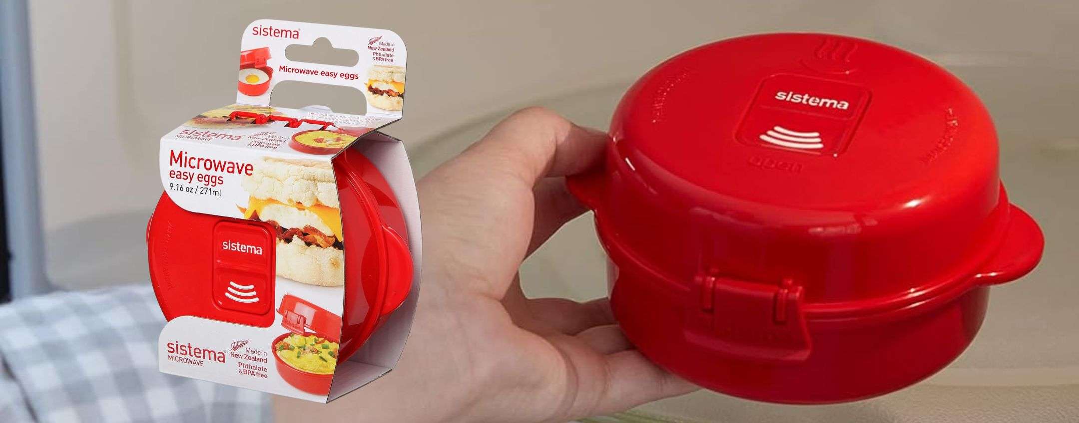 Sistema cuociuova per microonde Contenitore per alimenti adatto al microonde  271 ml Privo di BPA Rosso