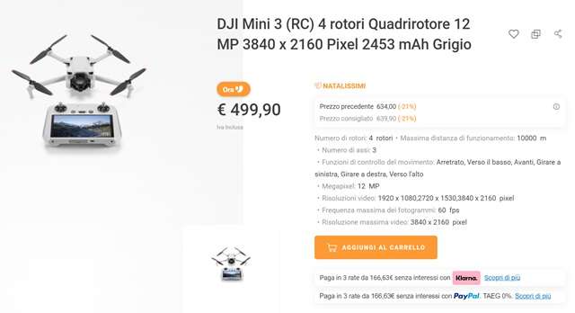 dji mini 3 rc 499 euro unieuro