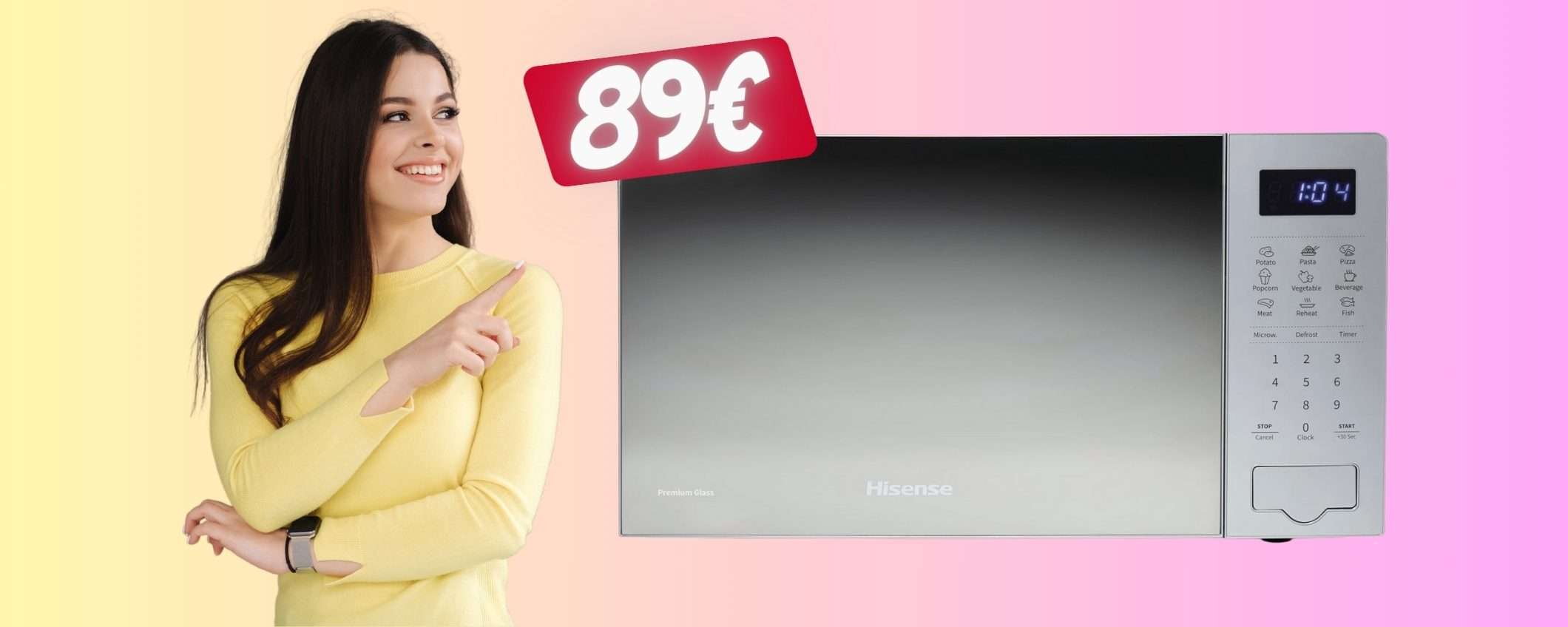 Forno microonde Hisense da 20L con 6 funzioni e comandi touch a 89€ Forno microonde Hisense da 20L con 6 funzioni e comandi touch a 89€