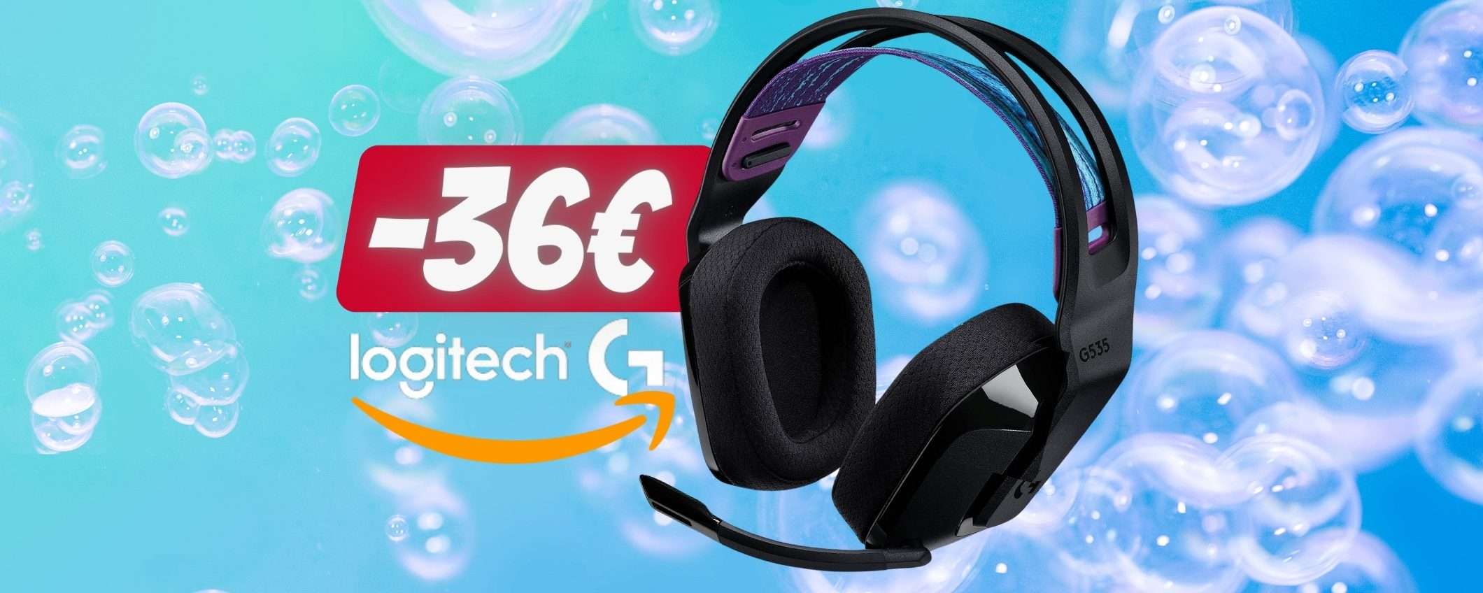 Logitech G535 Lightspeed: cuffie wireless gaming con microfono al 25% Logitech G535 Lightspeed: cuffie wireless gaming con microfono al 25%