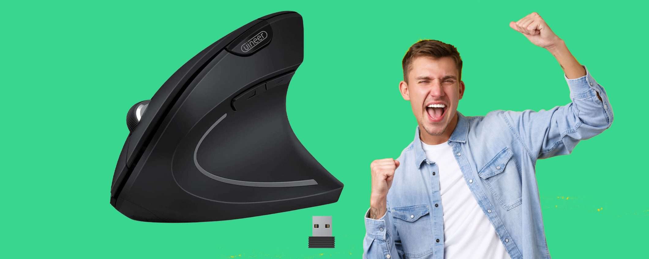Mouse verticale ergonomico wireless in offerta al prezzo BOMBA! Mouse verticale ergonomico wireless in offerta al prezzo BOMBA!