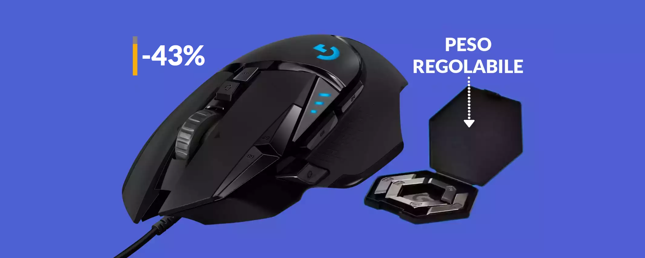 Mouse gaming Logitech a poco più di 50€: preciso e regolabile Mouse gaming Logitech a poco più di 50€: preciso e regolabile