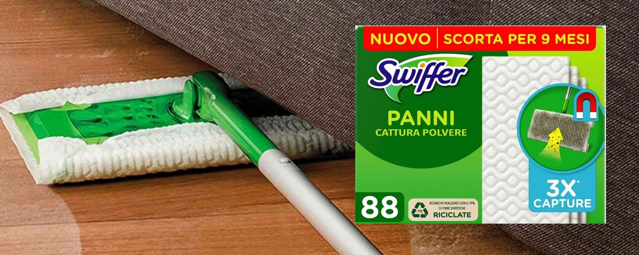 Swiffer MAXI SCORTA a 10€ su Amazon: 88 panni STERMINA polvere (-50%) Swiffer MAXI SCORTA a 10€ su Amazon: 88 panni STERMINA polvere (-50%)