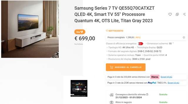 samsung series 7 699 euro unieuro