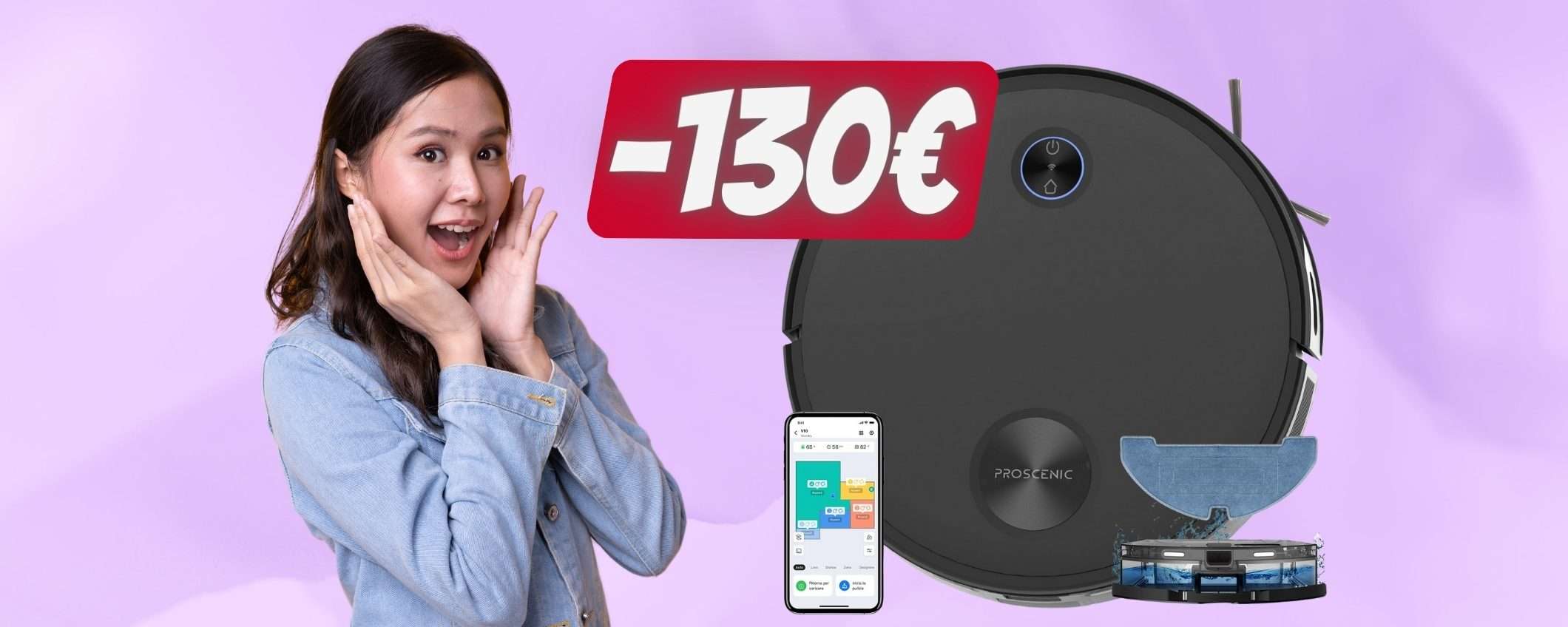 SCONTO di 130€ per il Robot aspira e lava Proscenic Floobot V10 SCONTO di 130€ per il Robot aspira e lava Proscenic Floobot V10