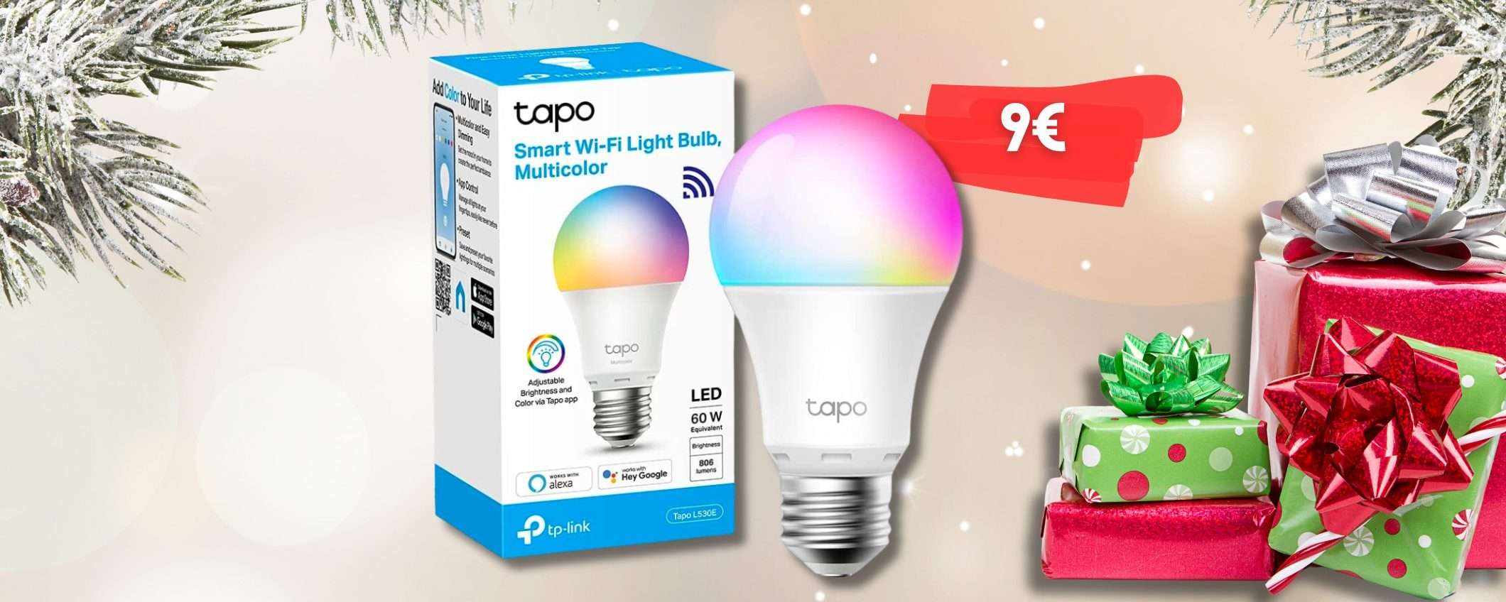 Luce bianca, colorata, PERSONALIZZATA: lampadina LED smart E27 a 9€ Luce bianca, colorata, PERSONALIZZATA: lampadina LED smart E27 a 9€
