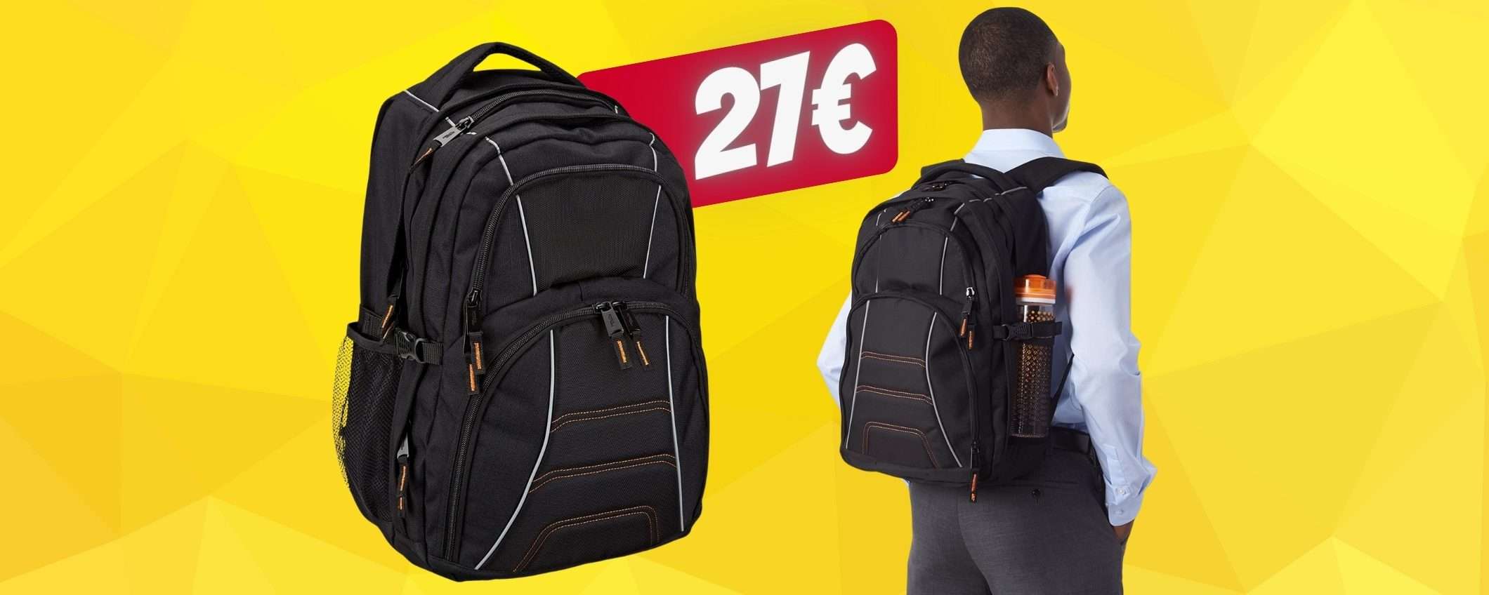 Zaino per laptop con spallacci imbottiti e tanti scomparti, solo 27€ Zaino per laptop con spallacci imbottiti e tanti scomparti, solo 27€