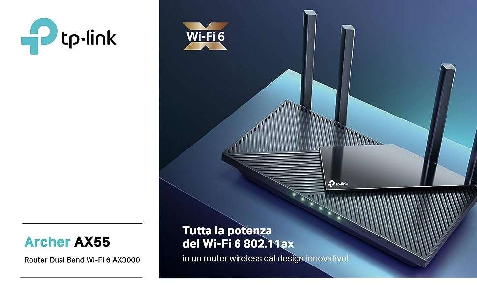 Router Wi-Fi 6 TP-Link Archer AX55 in offerta: prezzo in picchiata, lo paghi 74,99€ Router Wi-Fi 6 TP-Link Archer AX55 in offerta: prezzo in picchiata, lo paghi 74,99€