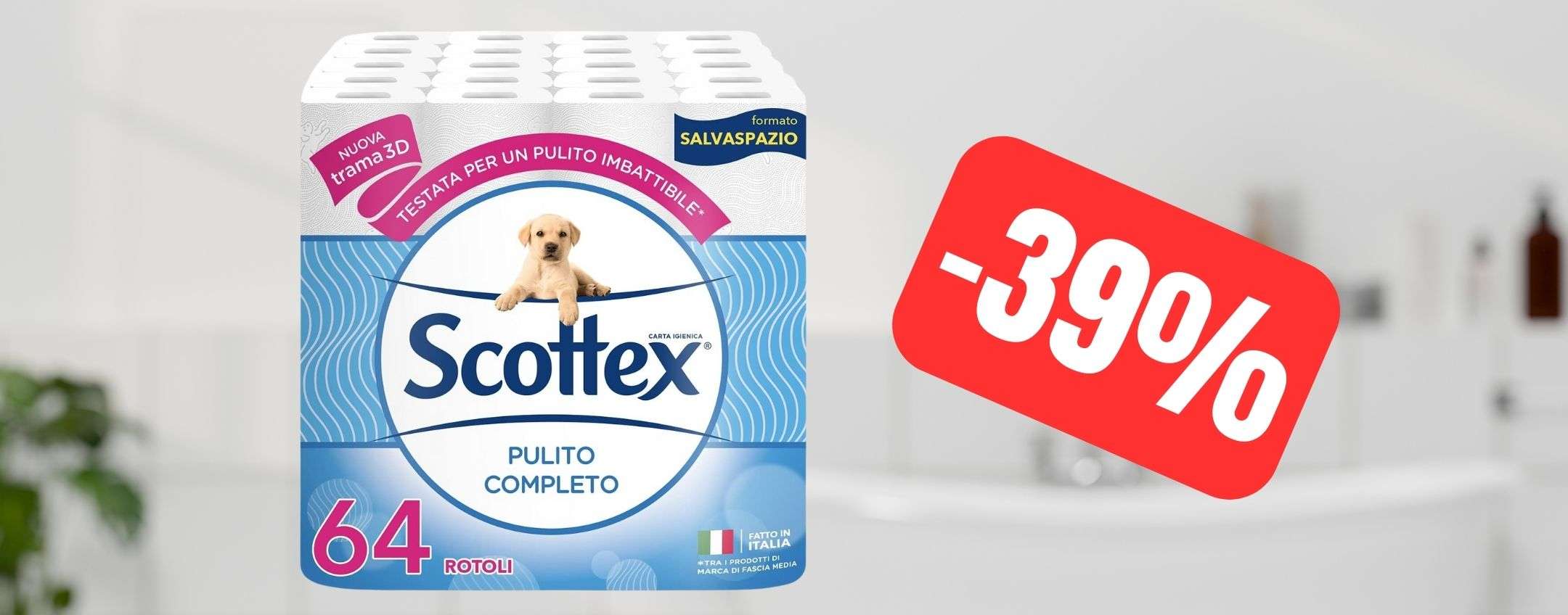 Carta igienica Scottex: PREZZO SCORTA su , 64 rotoli in OFFERTA