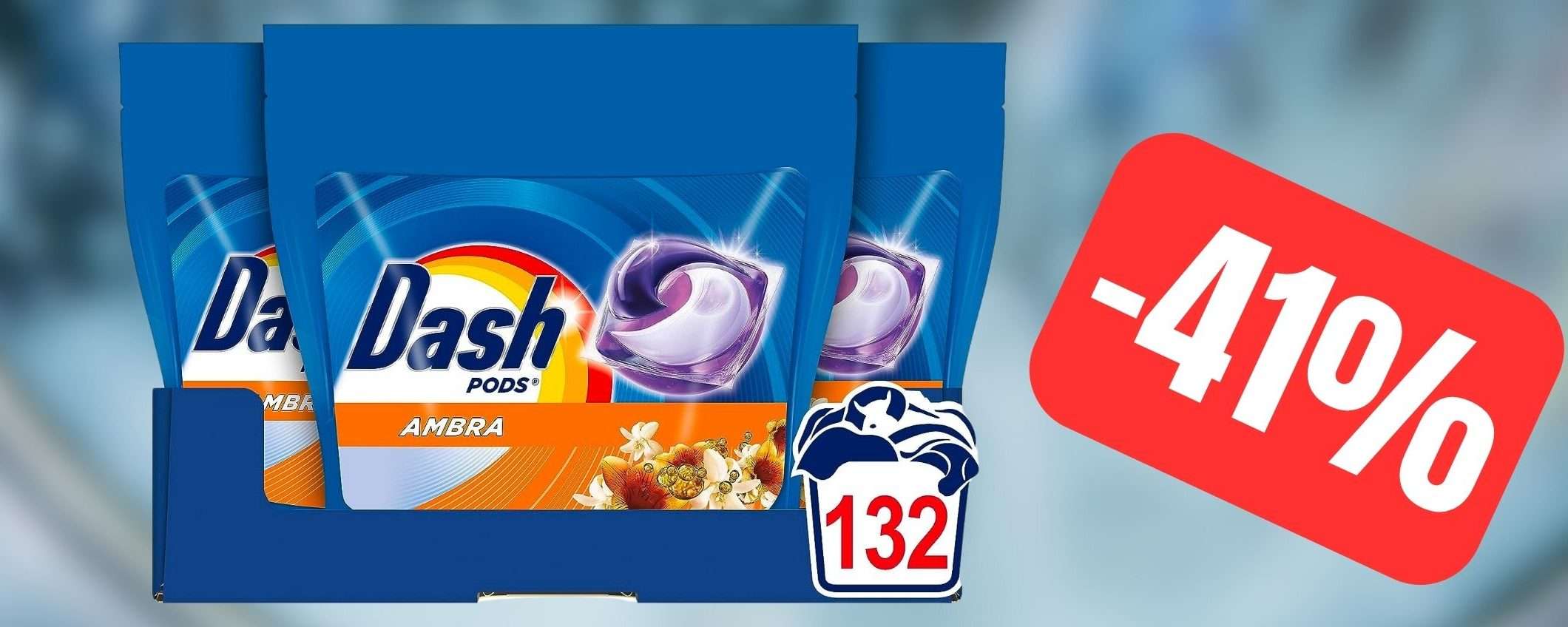 Dash Pods: 132 lavaggi a PREZZO SCORTA su Amazon (-41%) Dash Pods: 132 lavaggi a PREZZO SCORTA su Amazon (-41%)