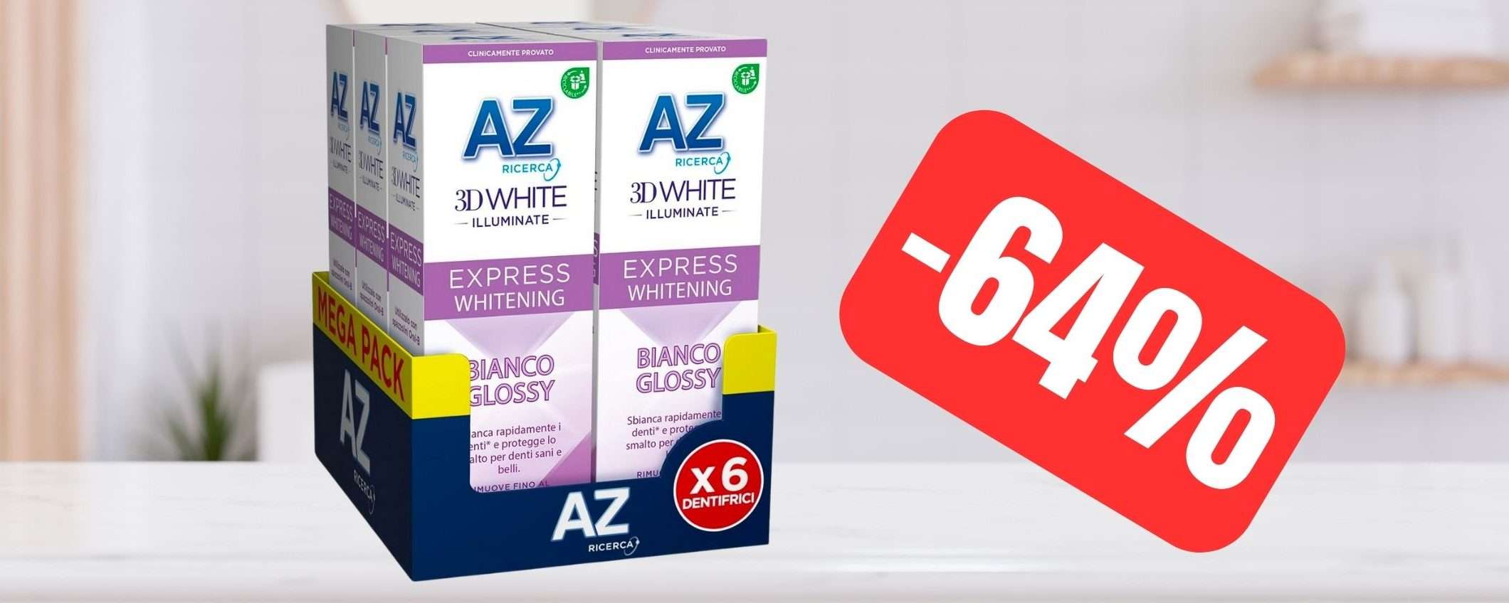 Dentifricio 3DWhite a PREZZO SCORTA su Amazon (-64%) Dentifricio 3DWhite a PREZZO SCORTA su Amazon (-64%)