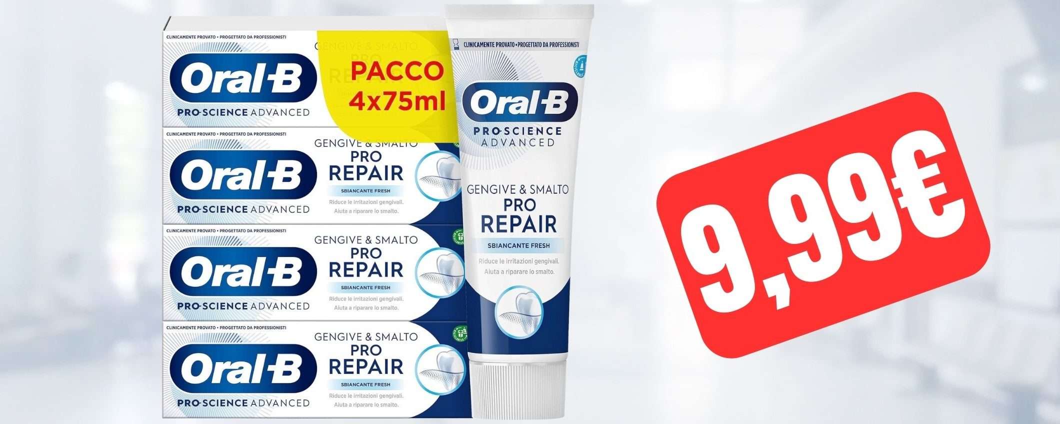 Dentifricio gengive e smalto Oral-B: confezione da 4 a PREZZO SCORTA su Amazon